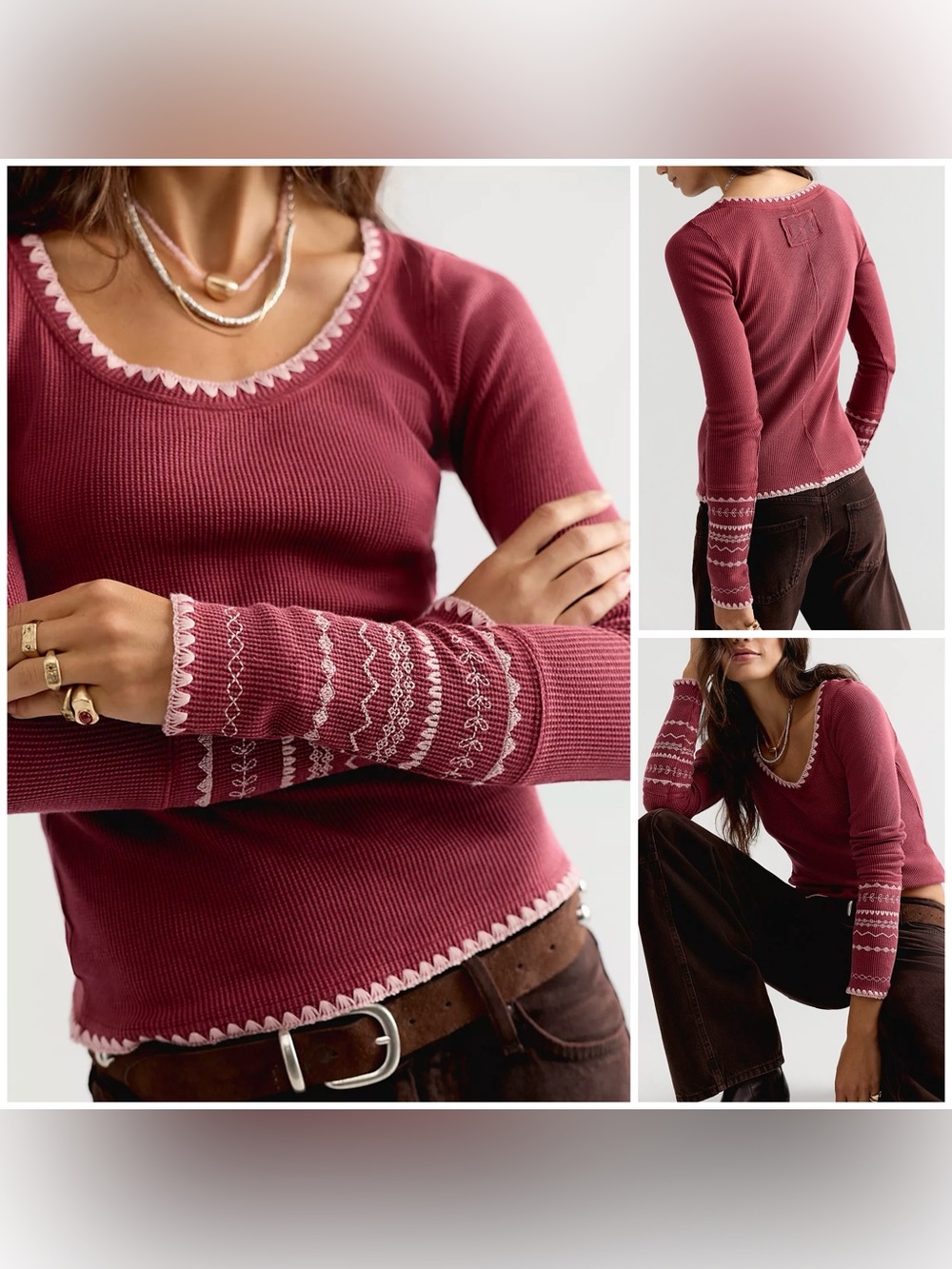 NWOT Free People We The Free Aspen Thermal - Cabernet Combo - XS